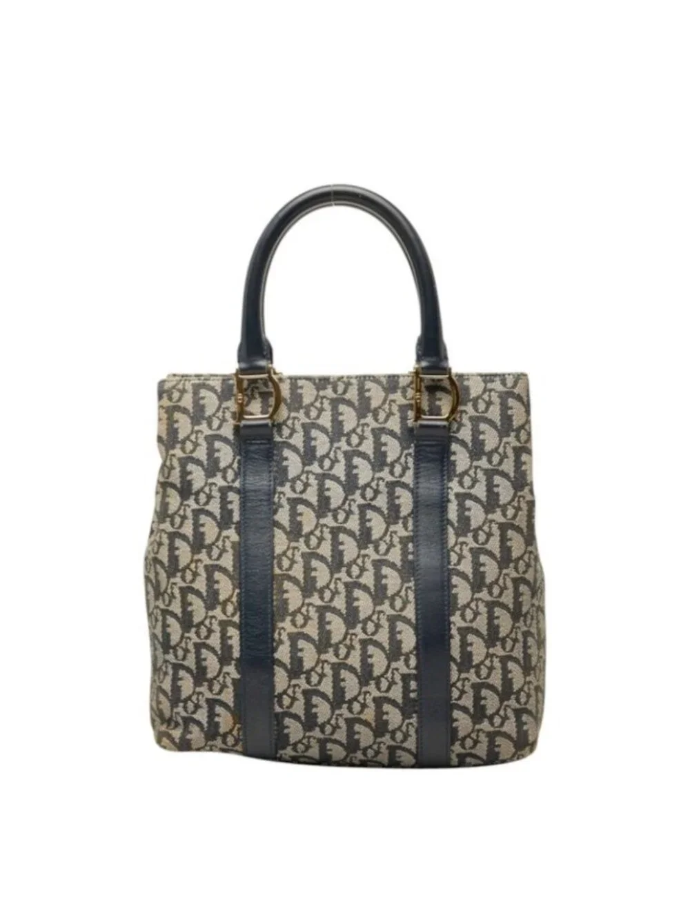 Dior Trotter Handbag Navy Canvas Leather